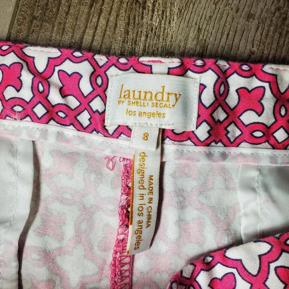 LAUNDRY BY SHELLI SEGAL Women's Geometric Print Shorts Size 8 Chino Khakis